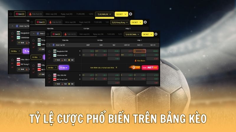 Tỷ lệ cược phổ biến trên bảng kèo nhà cái 5
